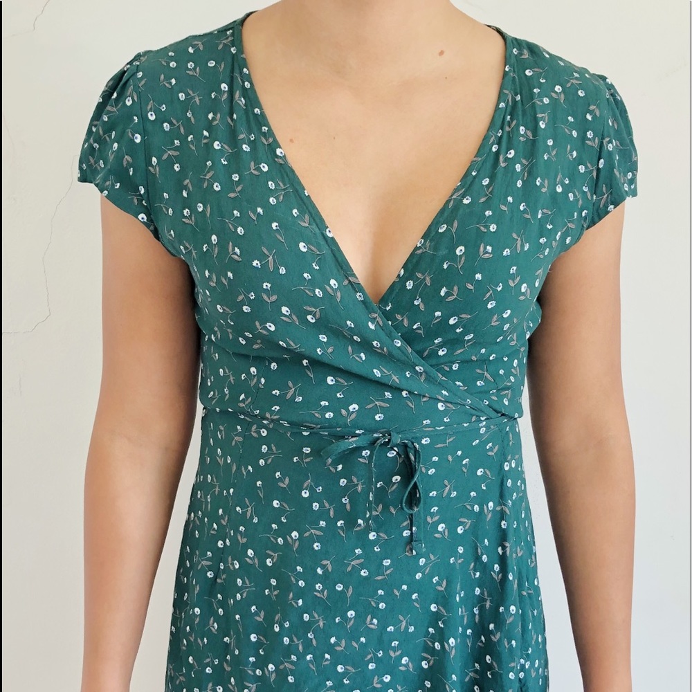 Brandy Melville green Robbie wrap dress